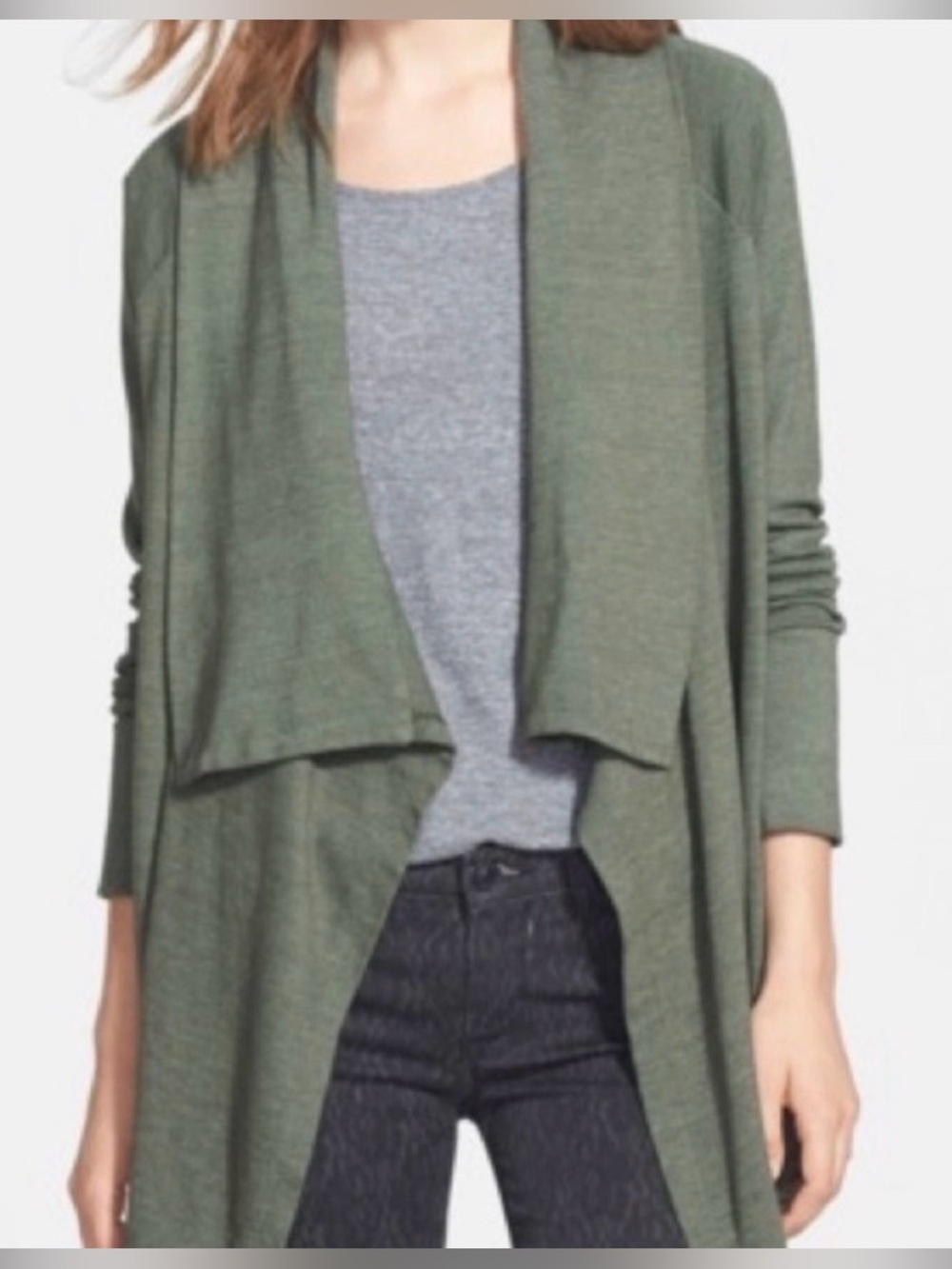 Splendid Women's Open-Front Draped Cardigan Sweater - Sage Green
